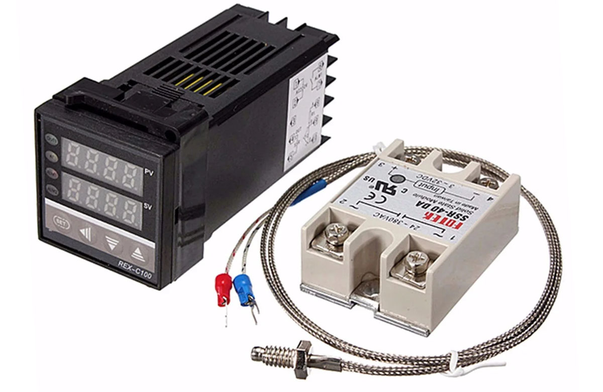 PID Регулятор SSR REX-C100FK02-V*DA/0-400°C/K + термопара+реле